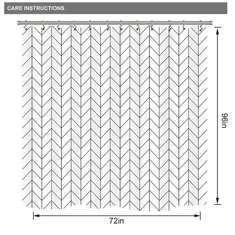 Riyidecor Chevron Shower Curtain Geometric Herringbone 72Wx96H Inch Striped Extra Long Simple Modern Classy Neutral Contemporary 12 Pack Metal Hooks Decor Fabric Bathroom Set Polyester Waterproof - Image 2